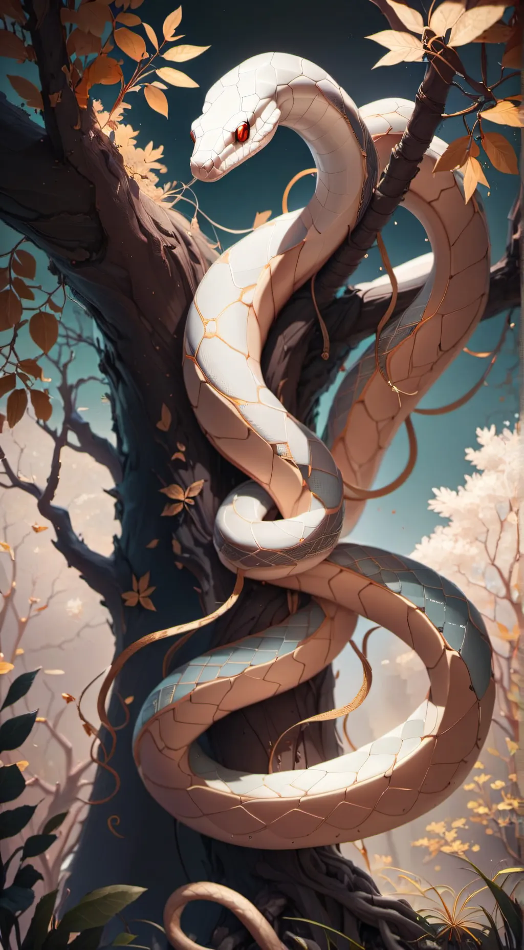 ai character: a albino snake background