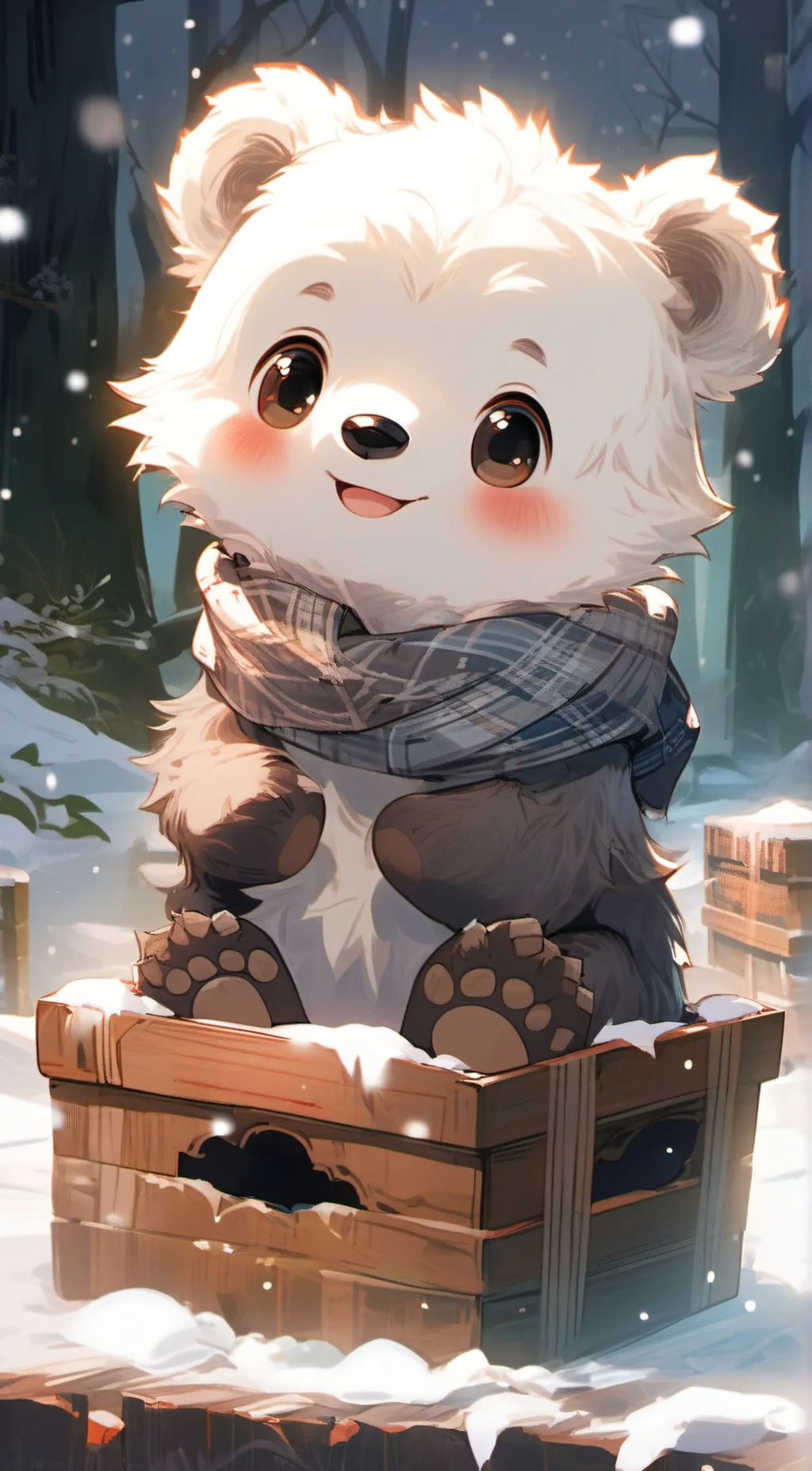 ai character: White Baby Bear background