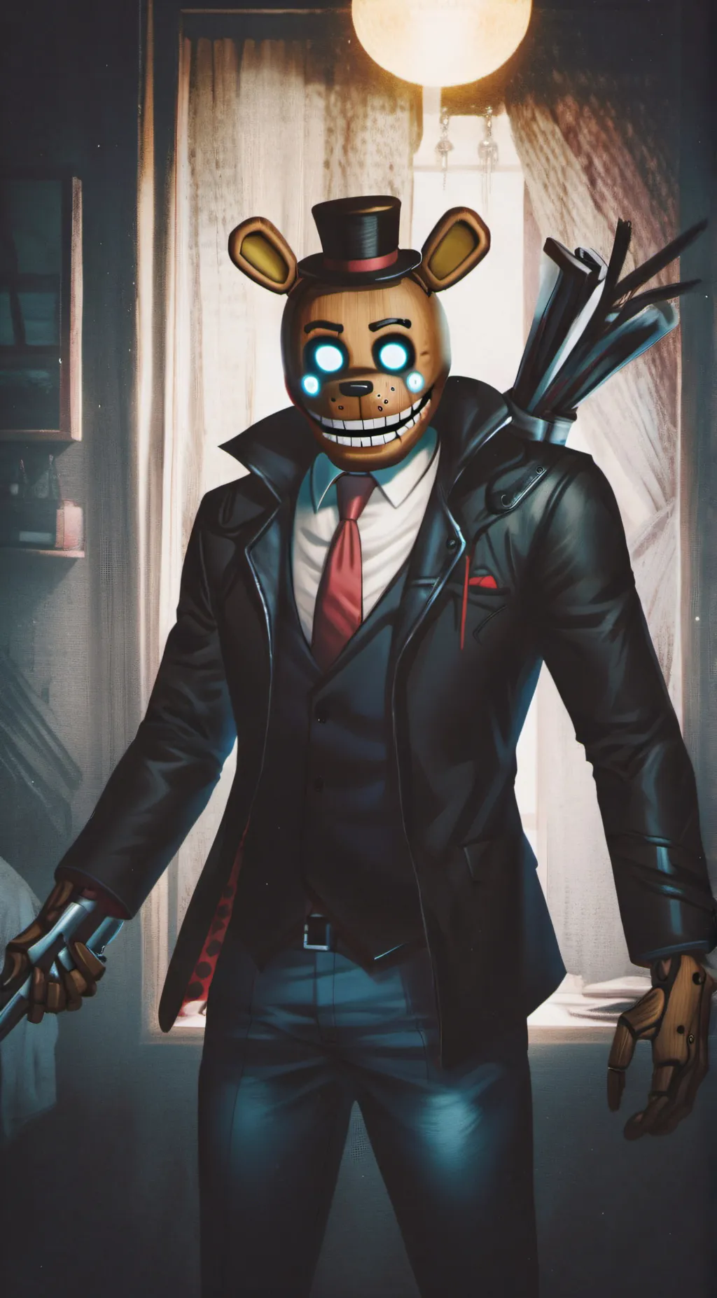 ai character: freddy faz bear background