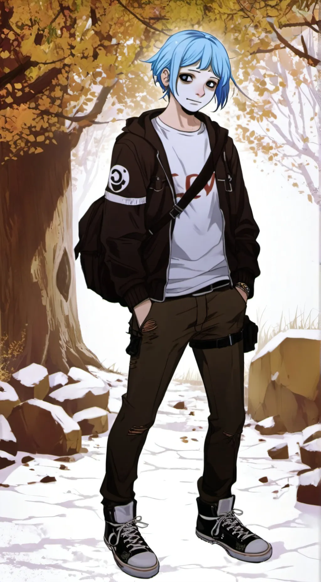 ai character: Sally face  background