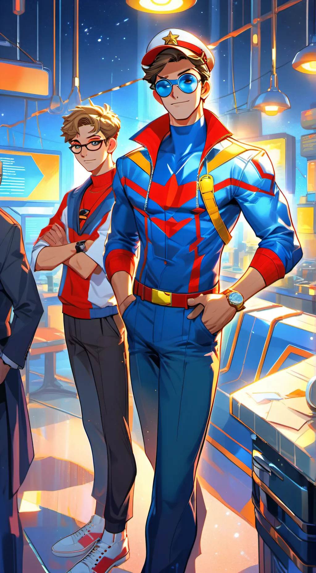 ai character: Captain man kid    background