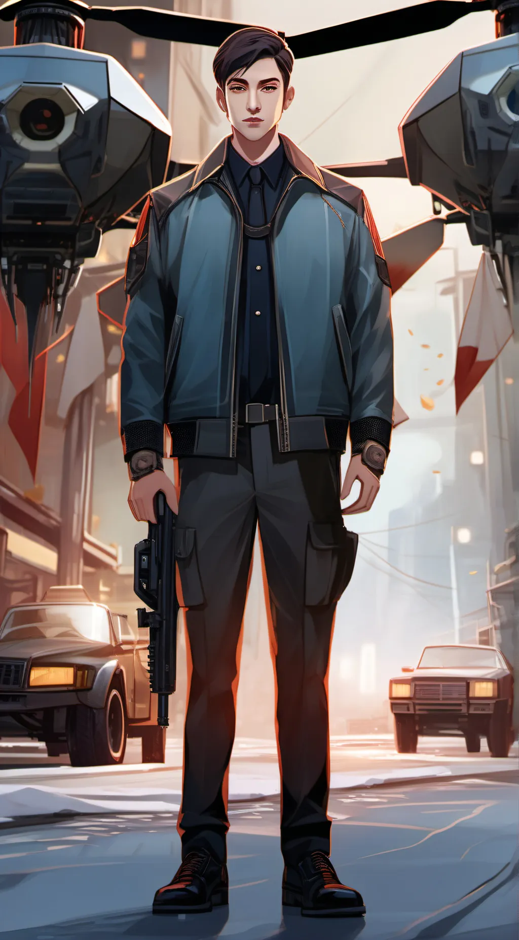 ai character: N murder drones background