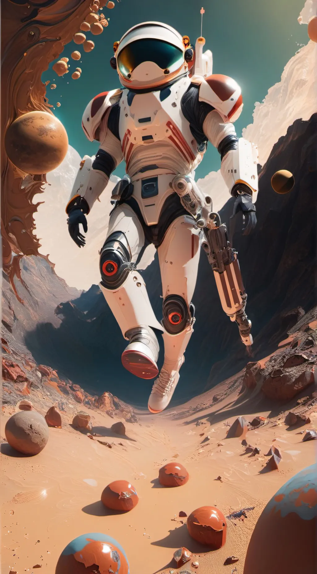 ai character: Mars solarballs background