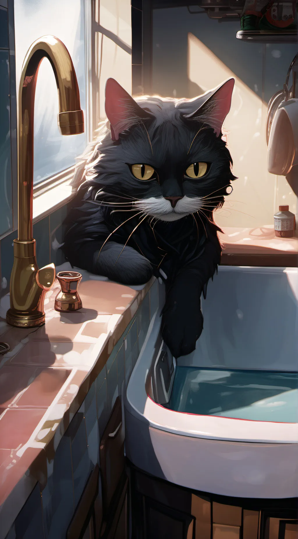ai character: Sink cat background