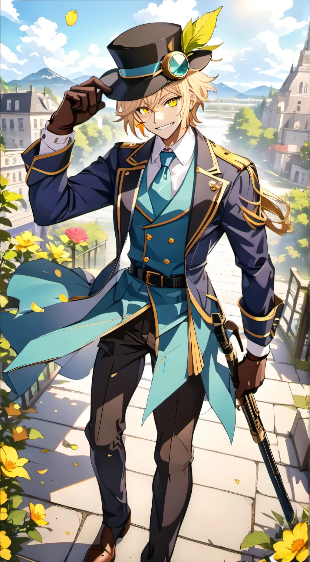 ai character: Steampunk world background