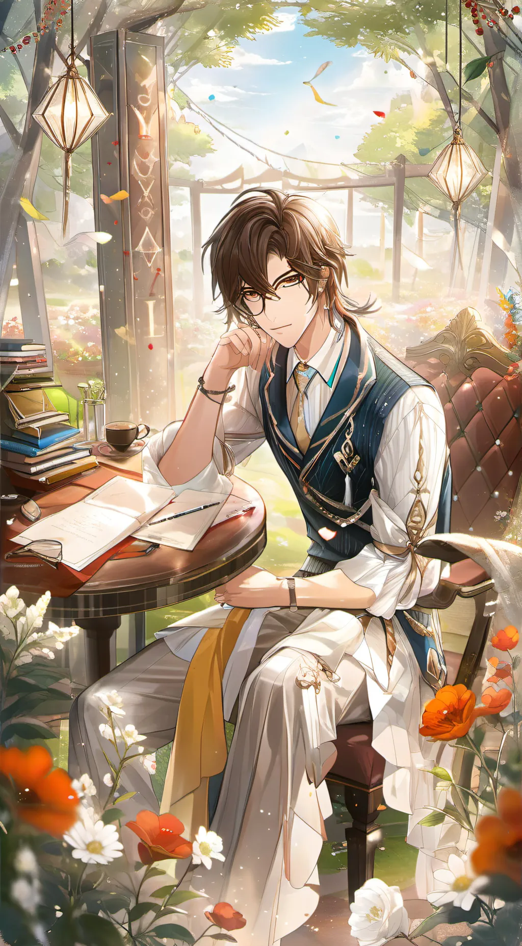 ai character: Writer Serene background