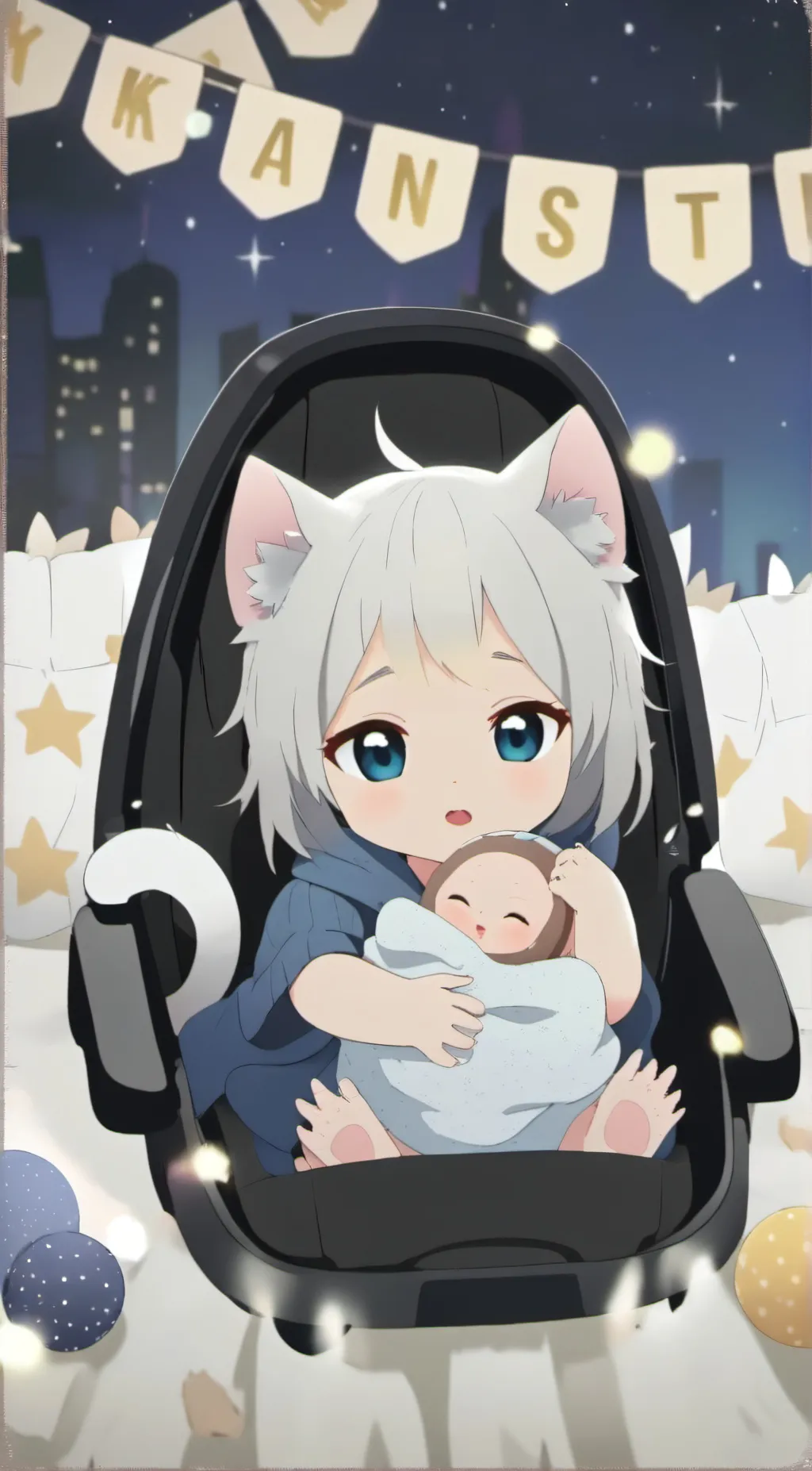 ai character: Lily and Evie  background