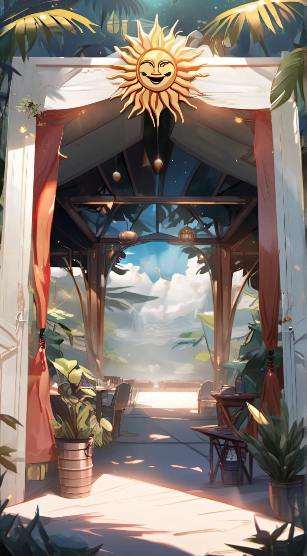 ai character: Sun solarballs background