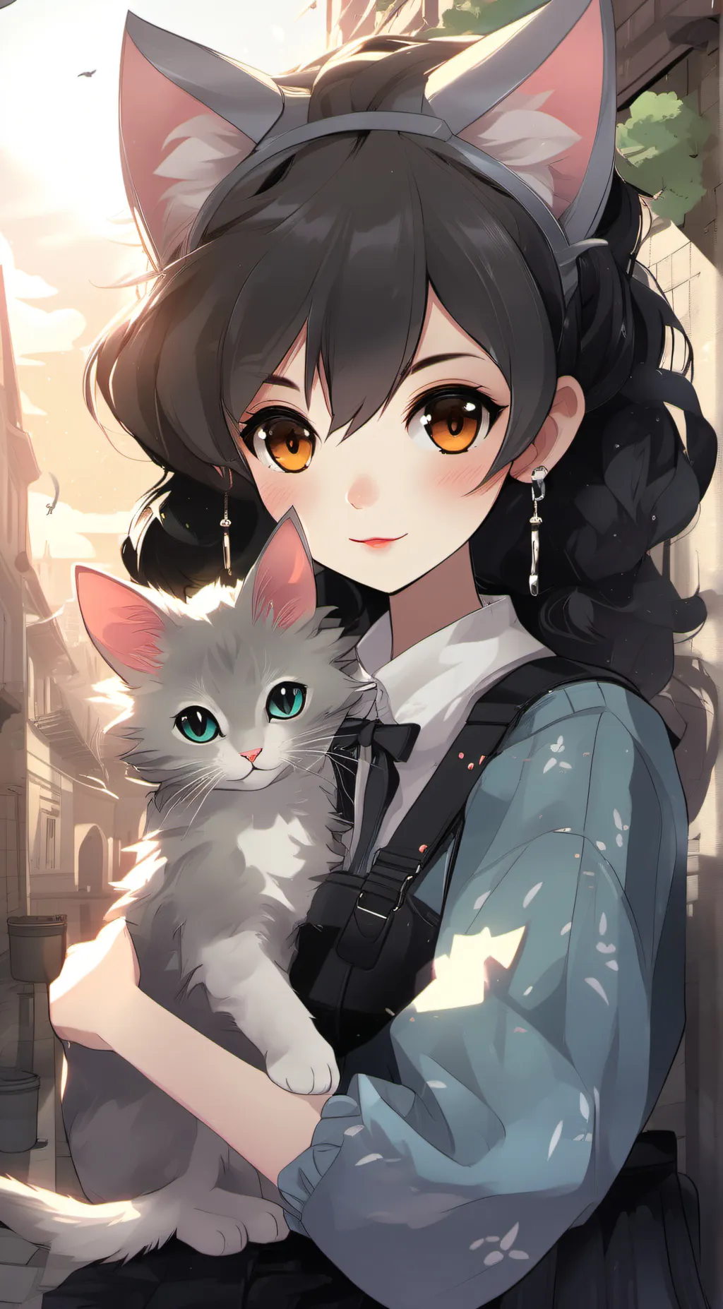 ai character: luna & snowy background