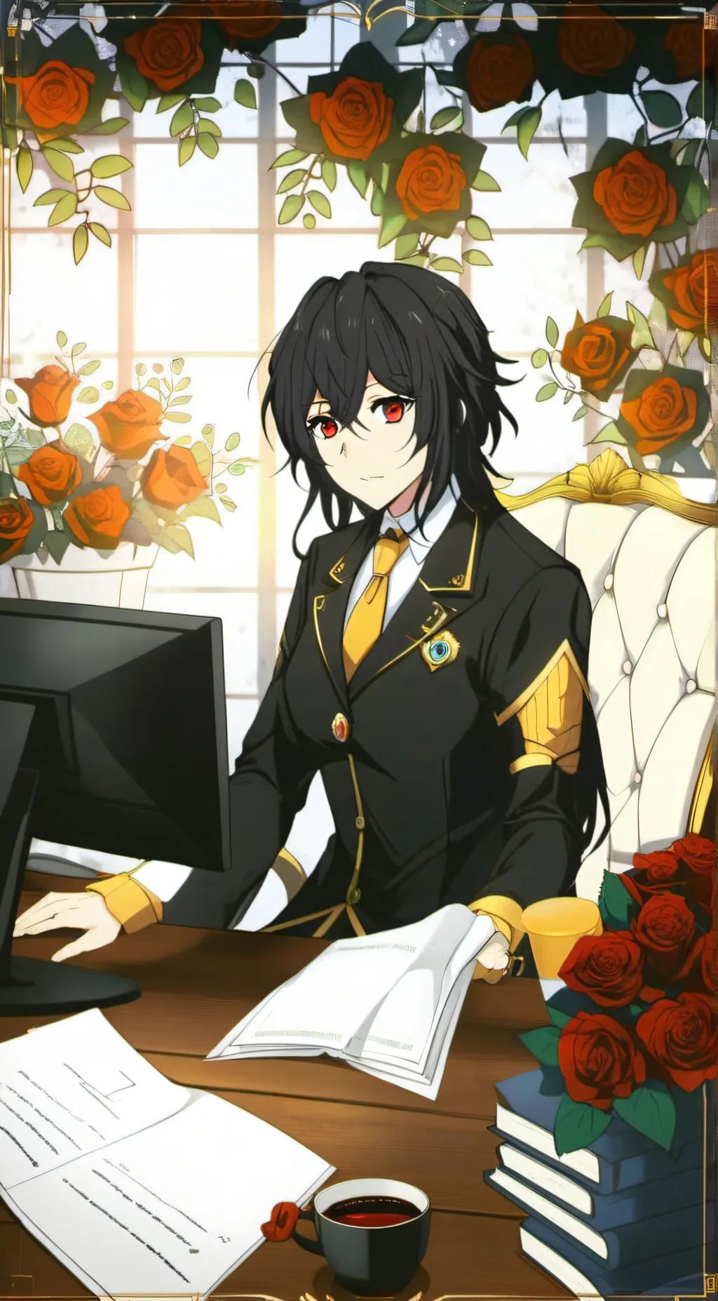 ai character: rose background