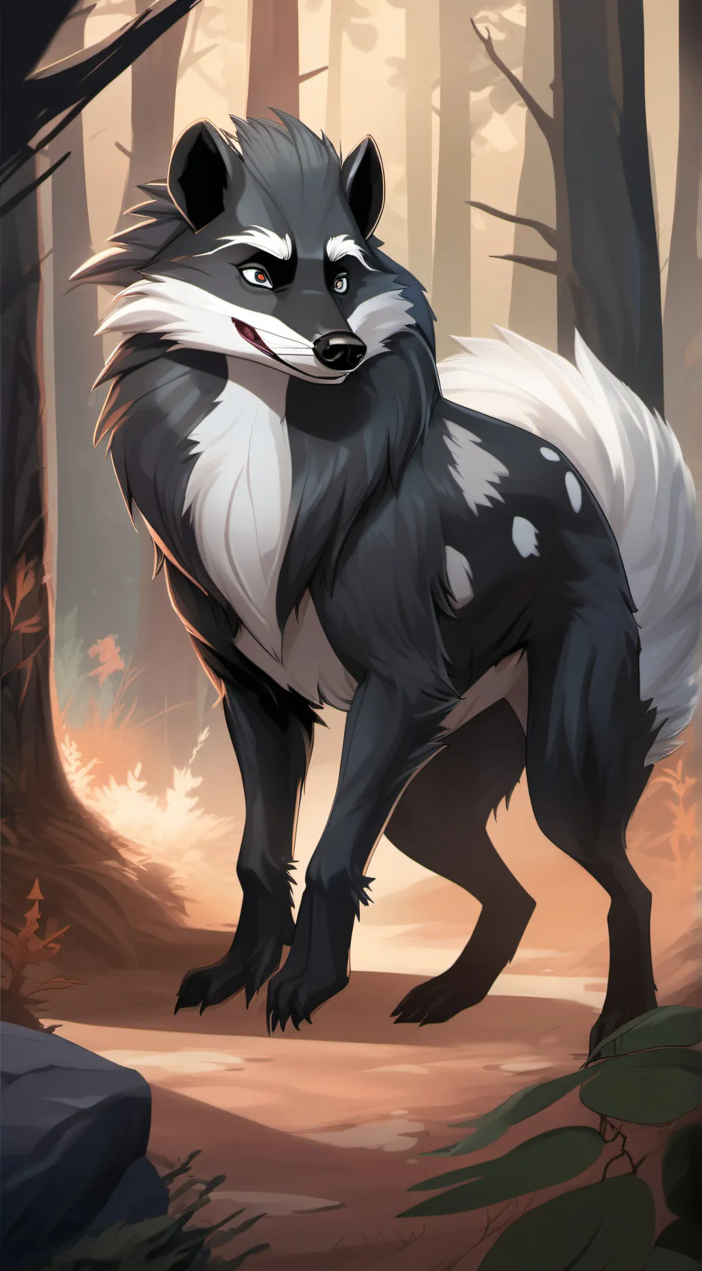 ai character: Black Wolf Skunk background