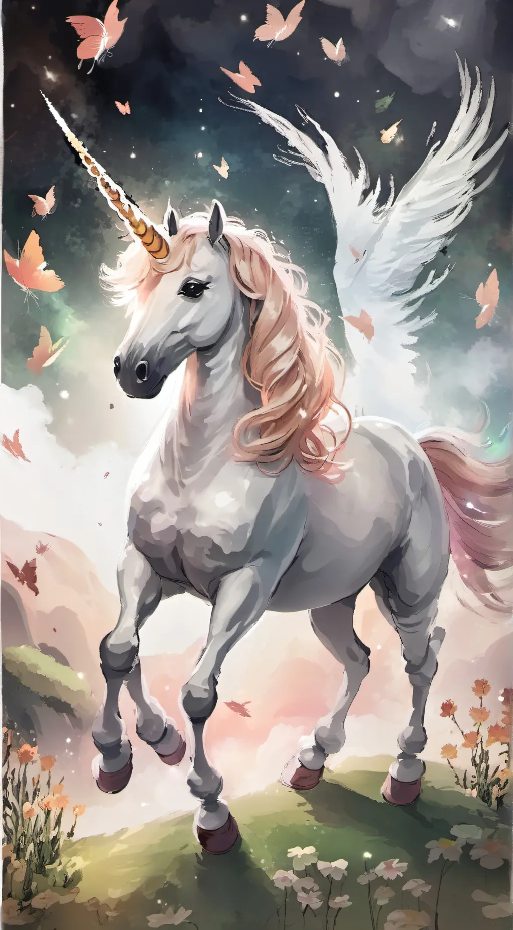 ai character: drawing unicorn  background
