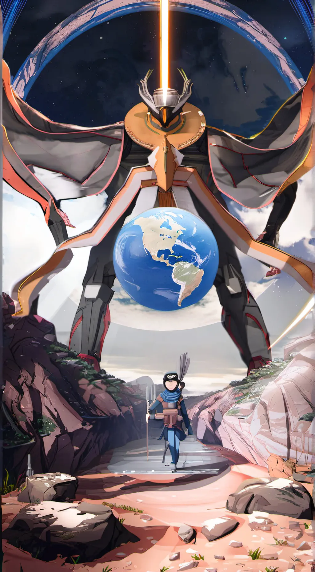 ai character: Earth solarballs background