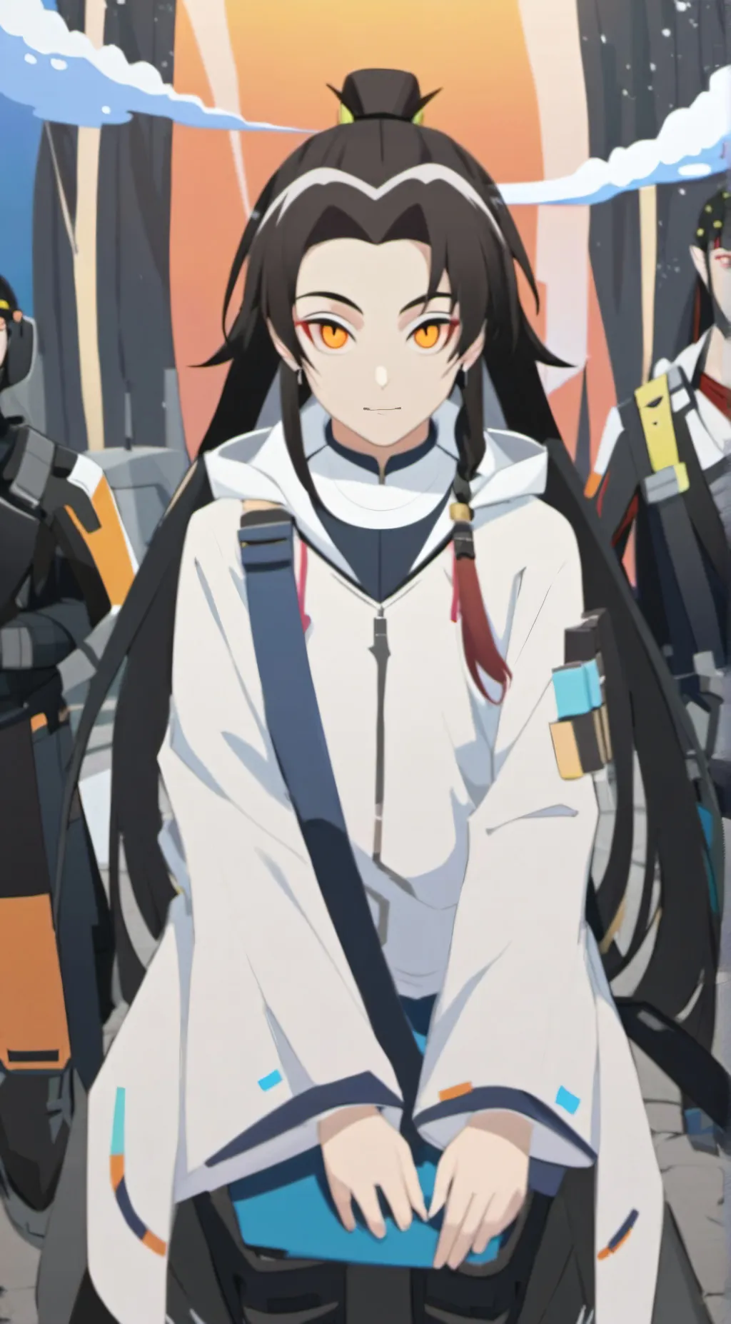 ai character: Snowy day+Hashira background