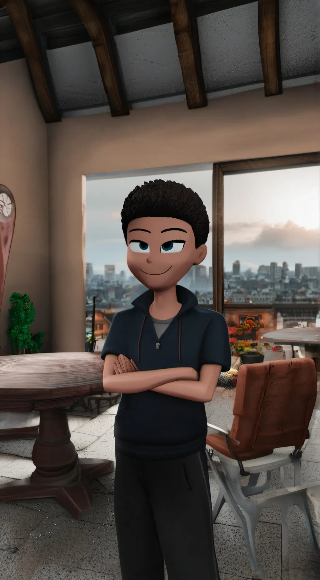 ai character: Sandra BKP background