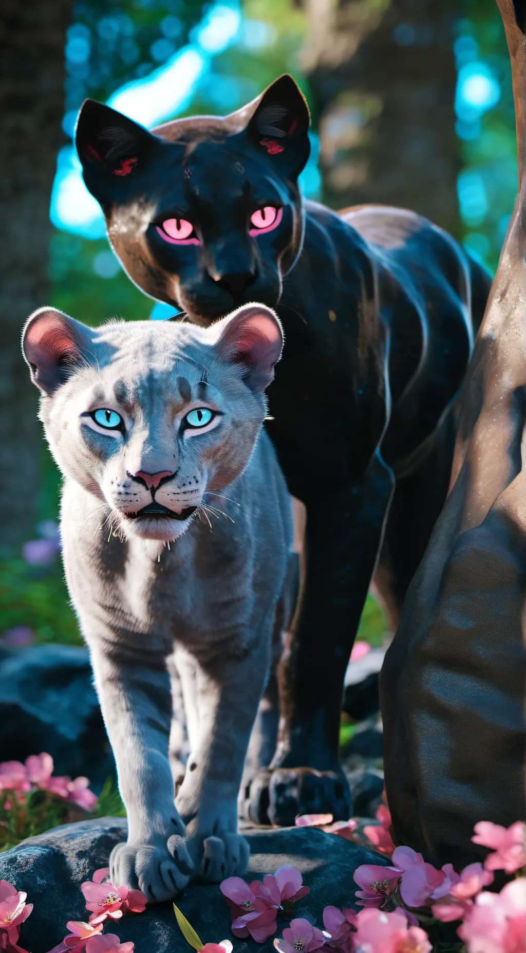 ai character: forest and light background