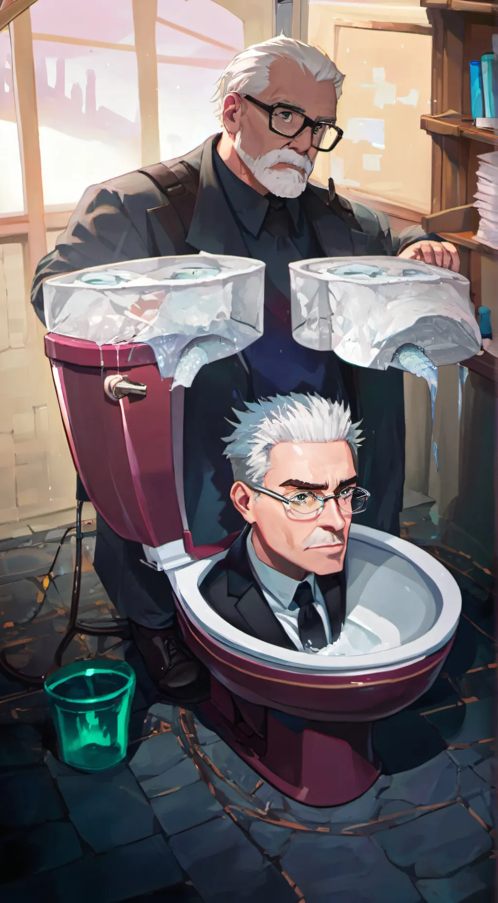 ai character: toliet Scientist background