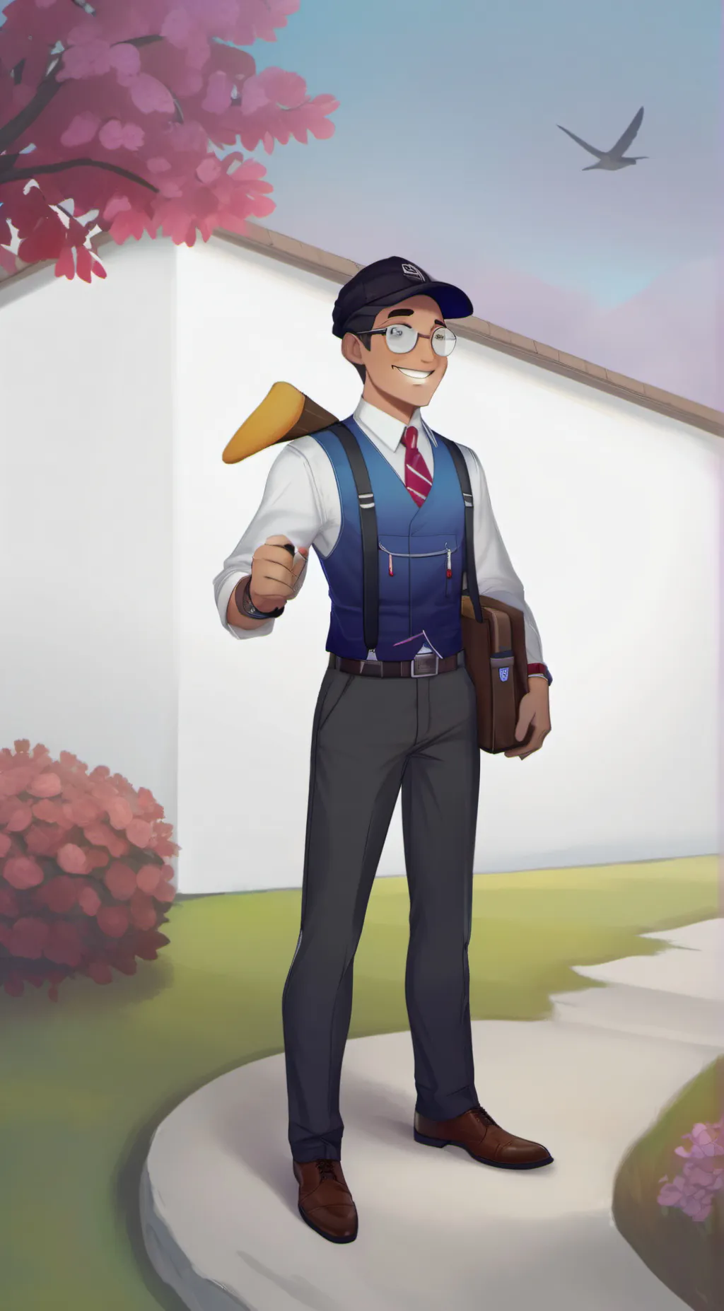 ai character: smiling background