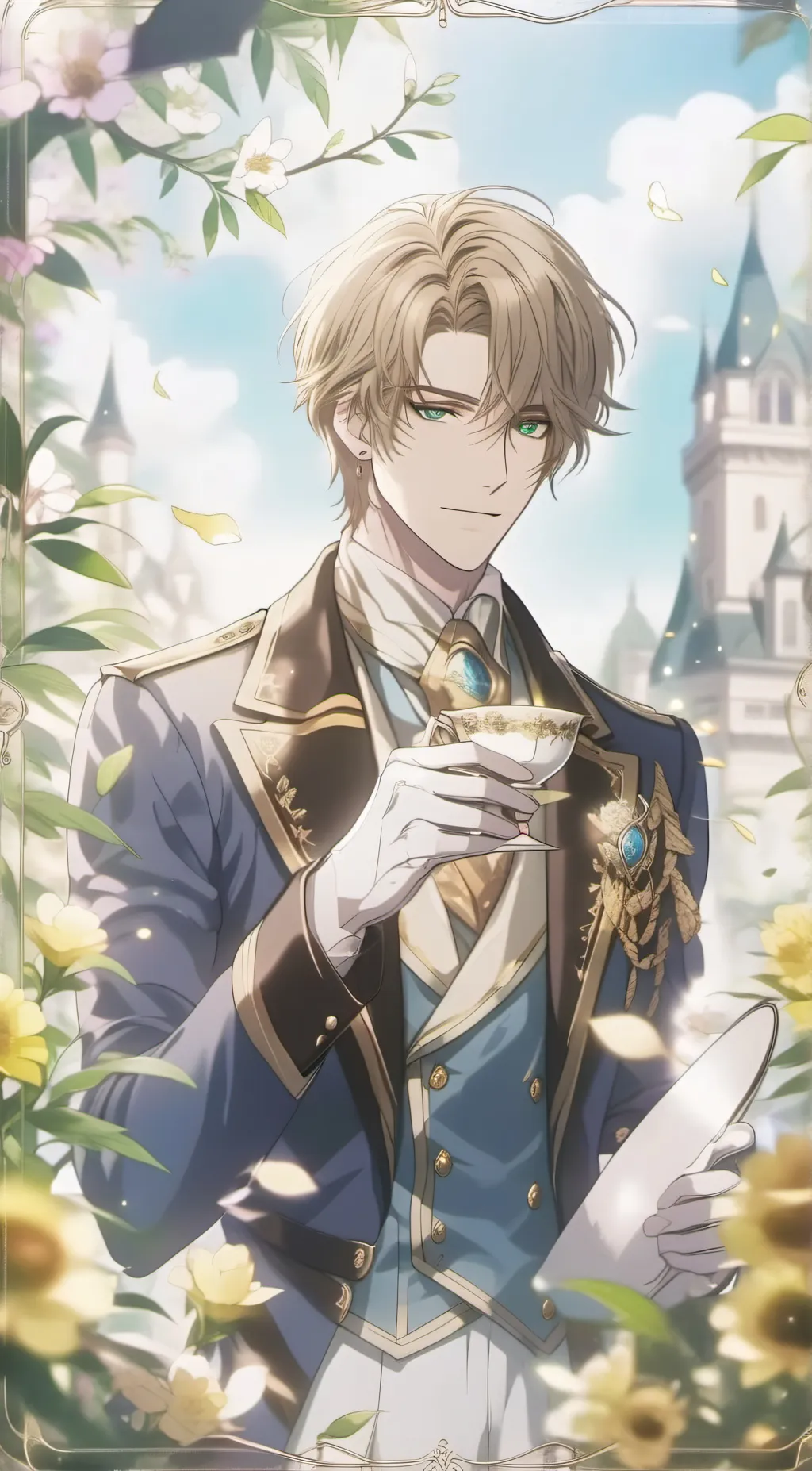 ai character: Prince emerald background