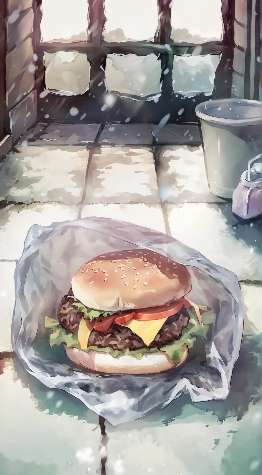 ai character: chess burgers background