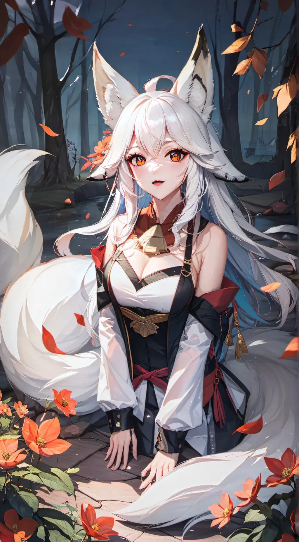 ai character: 🤍foxy🩵 background