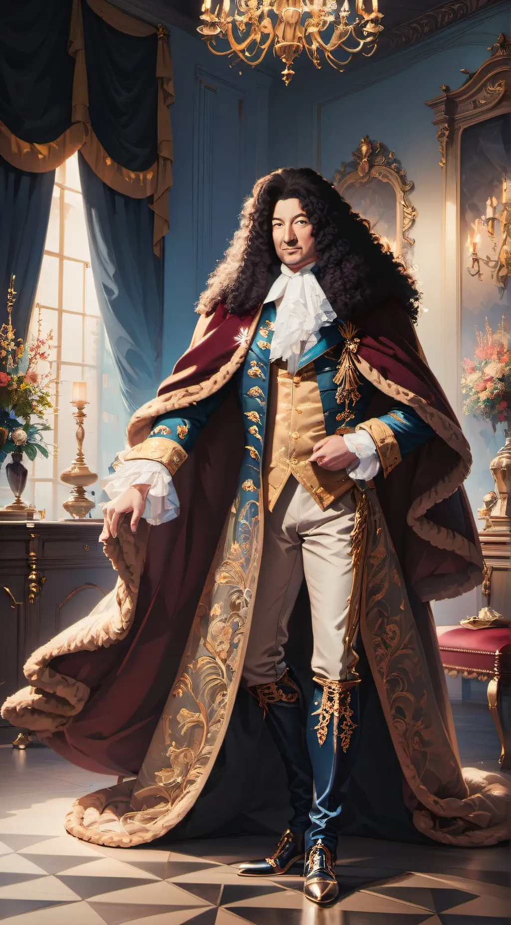 ai character: Louis XIV  background
