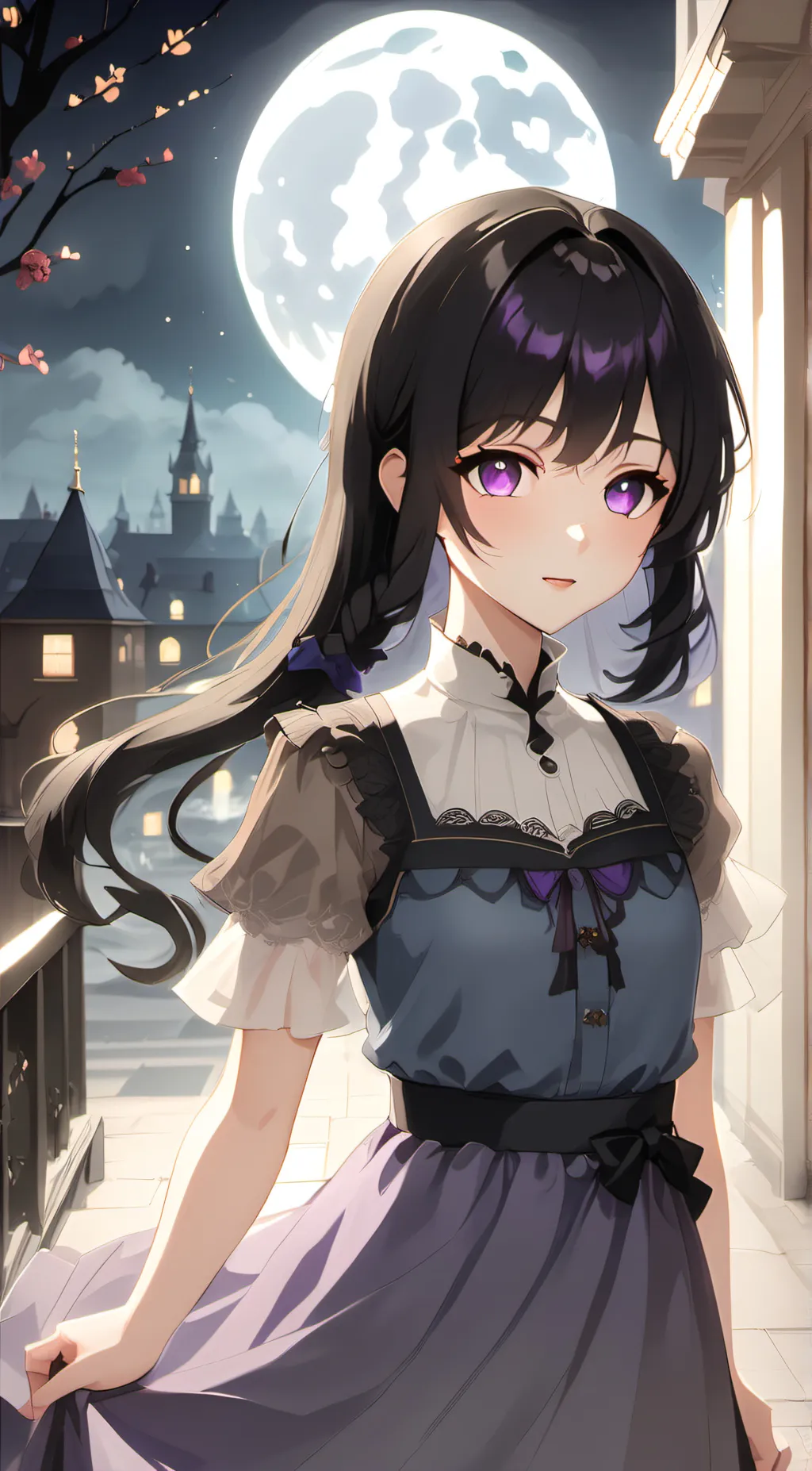 ai character: Violet background