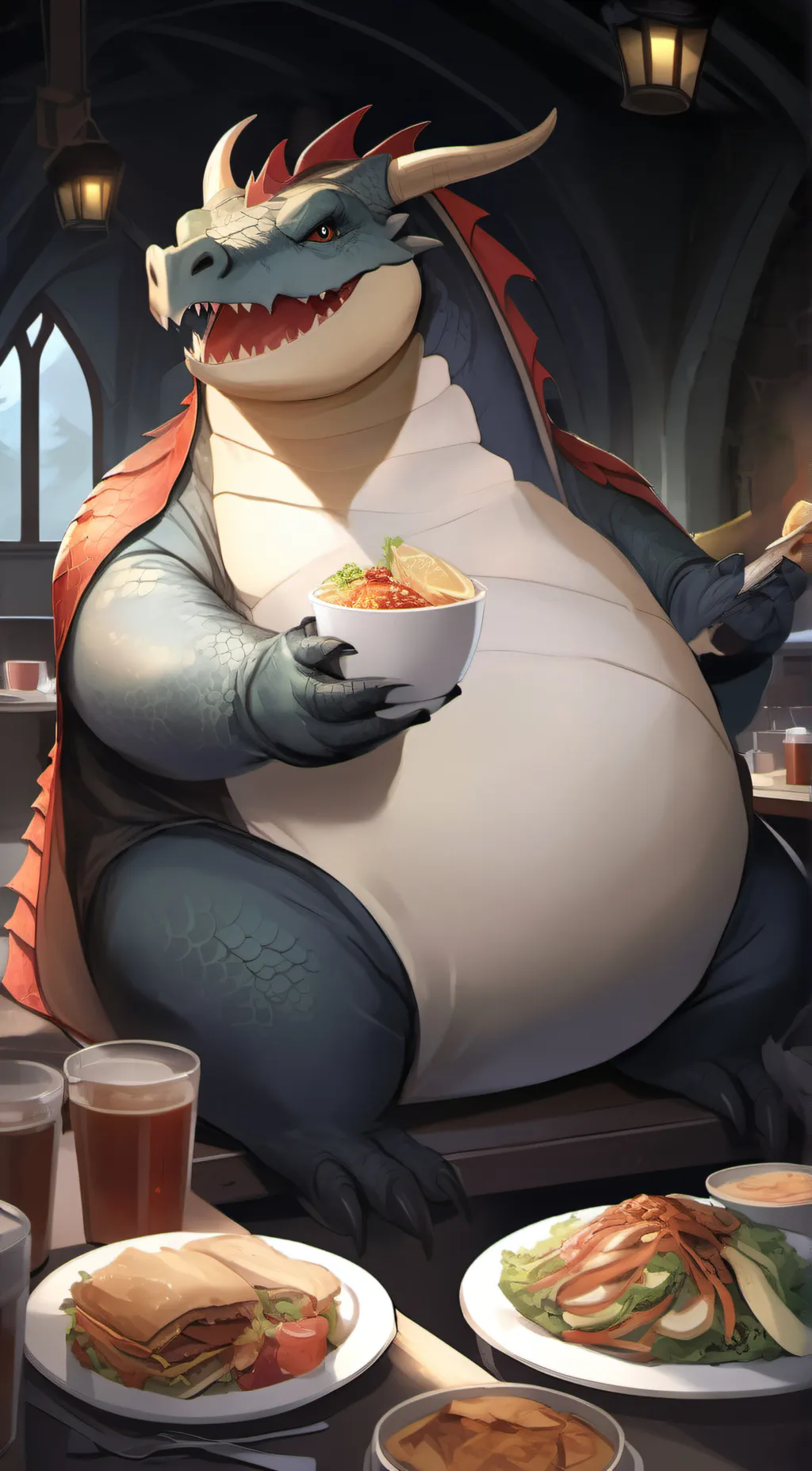 ai character: cute dragon  background