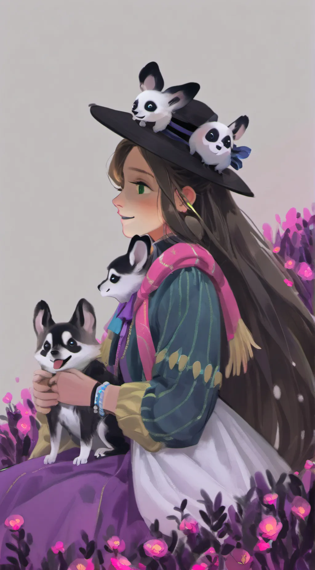 ai character: Amanda + smiling  background