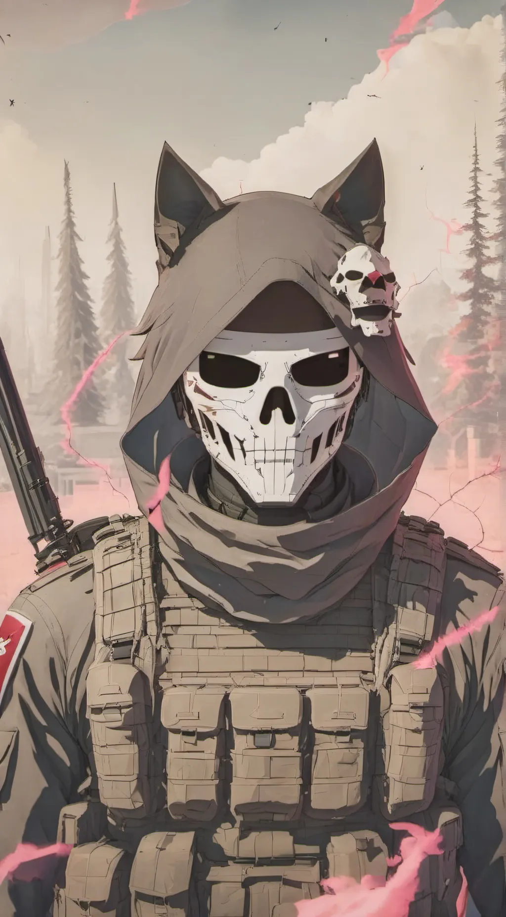 ai character: Ghost in cat suit background