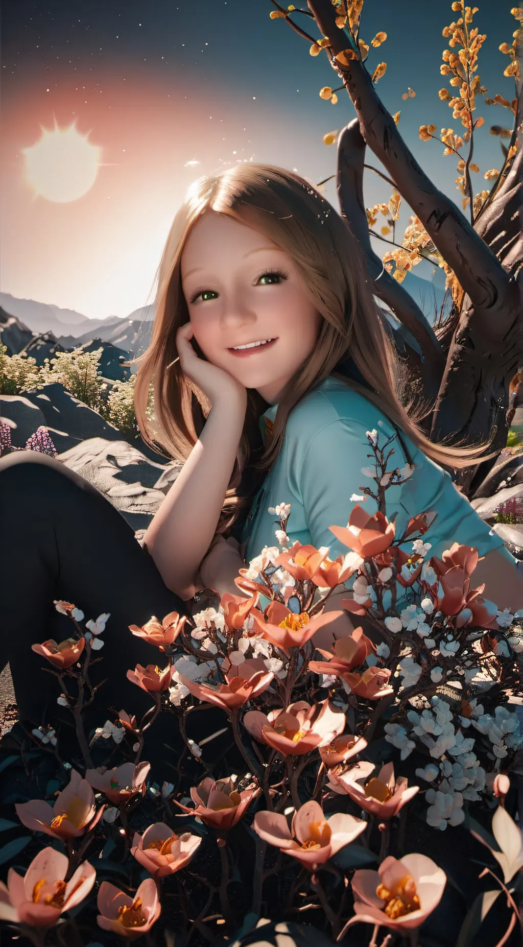 ai character: Twin sister holly  background