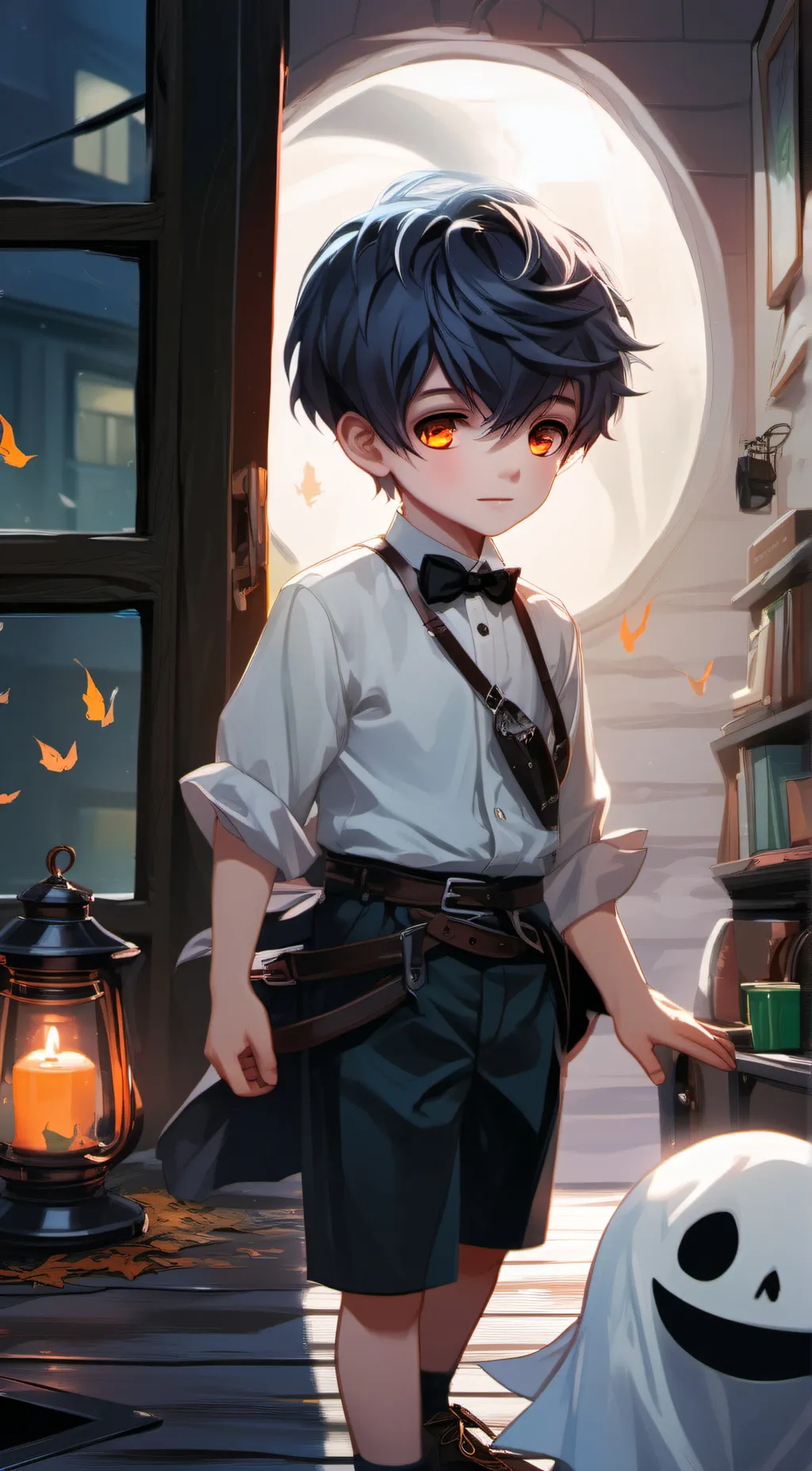 ai character: Ghost boy  background