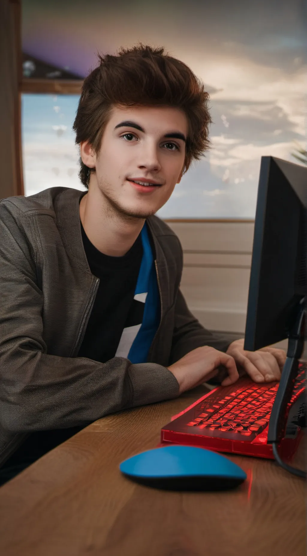 ai character: EY streem background