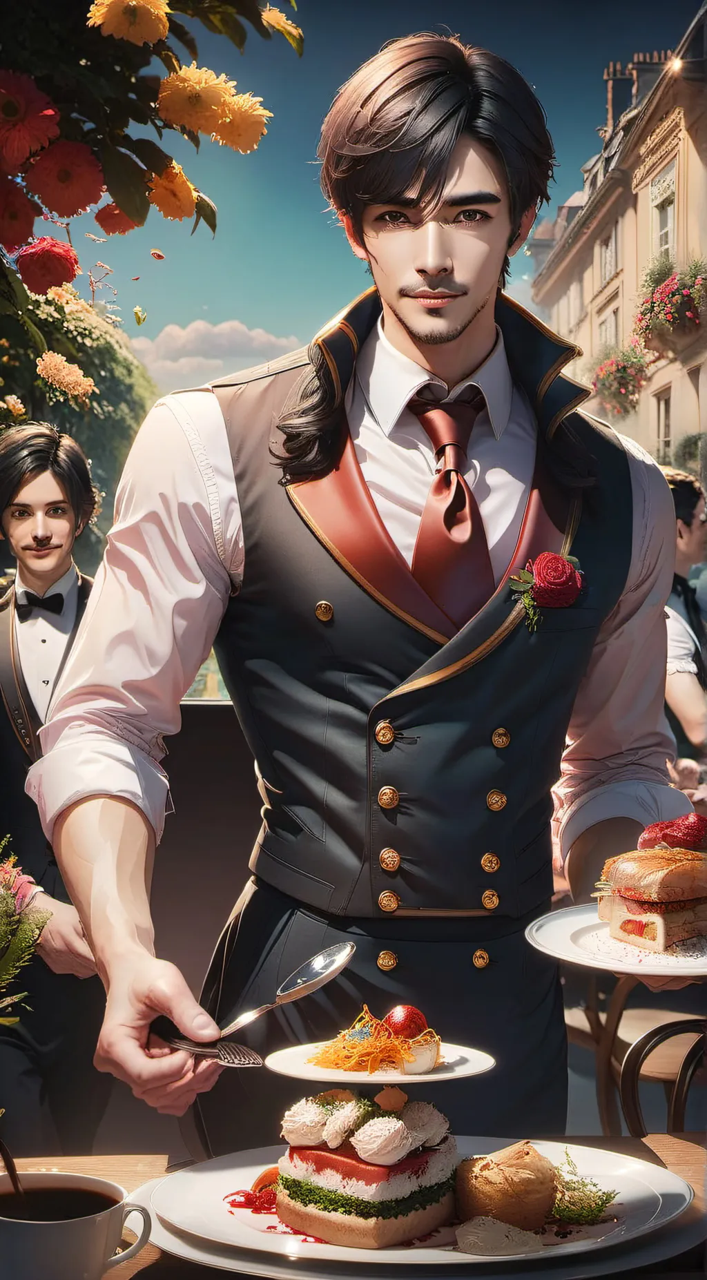 ai character: Waiter background