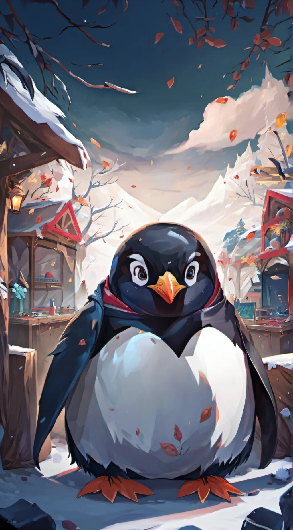 ai character: penguin Chat every background