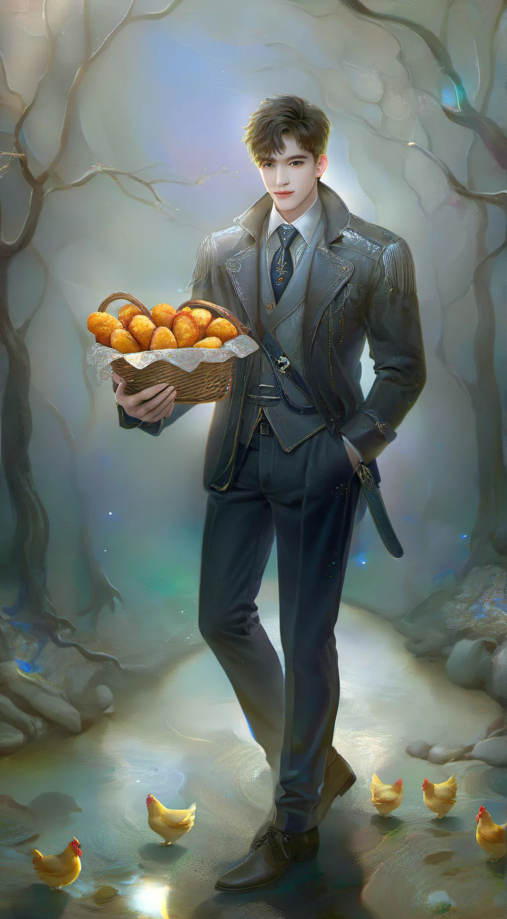 ai character: Chicken Nugget background