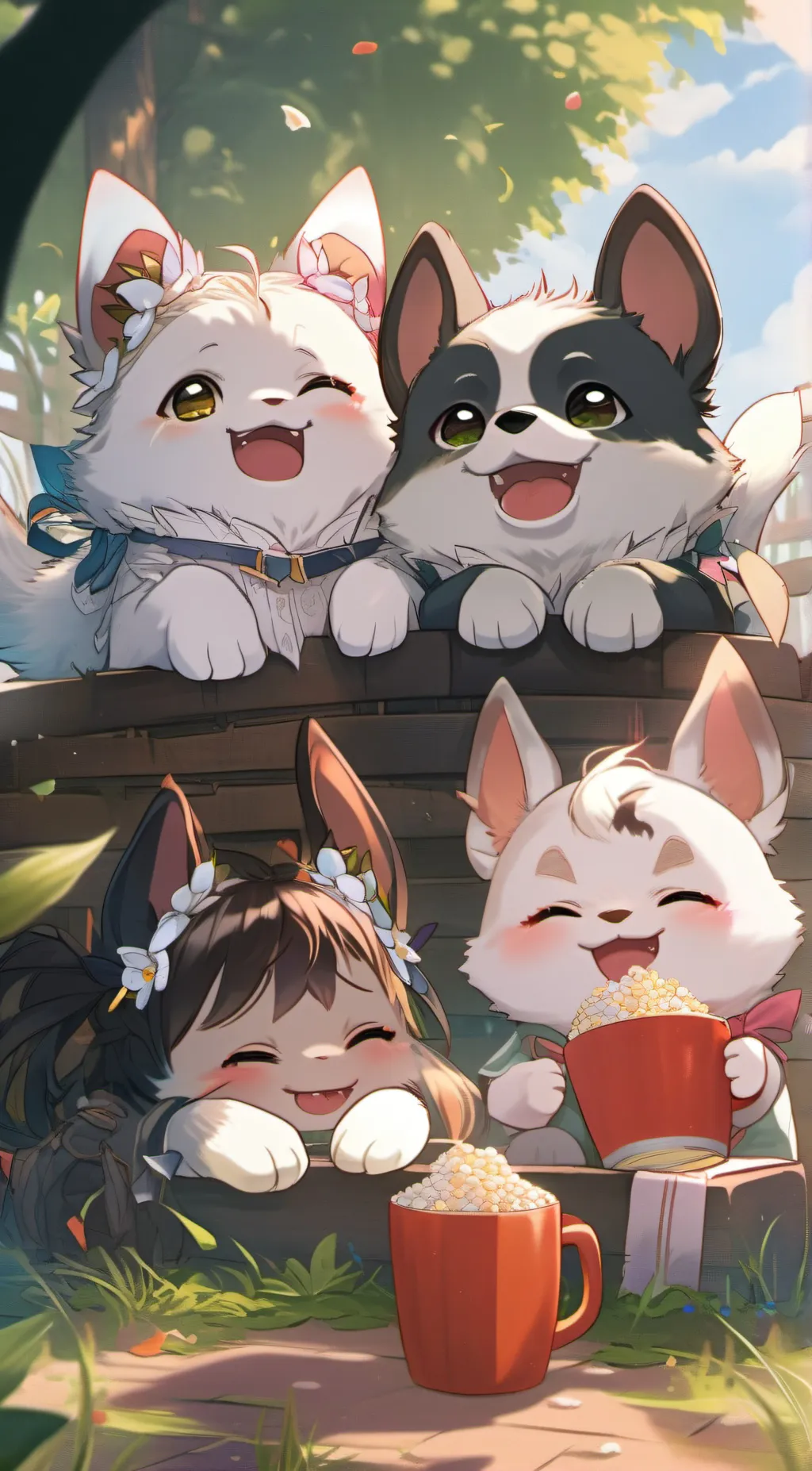 ai character: smilling critters background