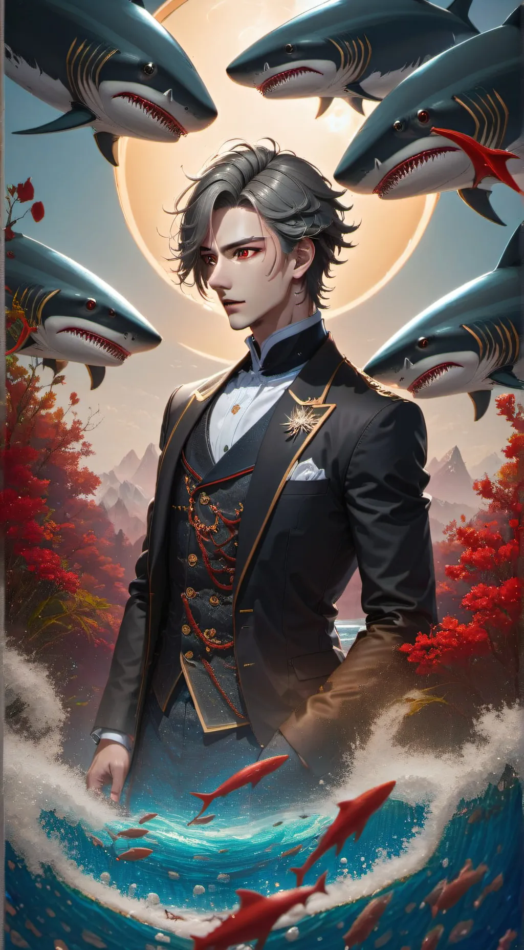 ai character: 🦈Dylan🌊 background