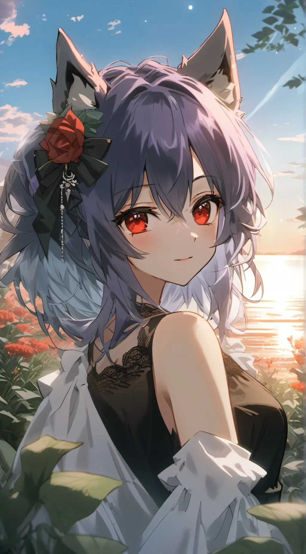 ai character: Violet background