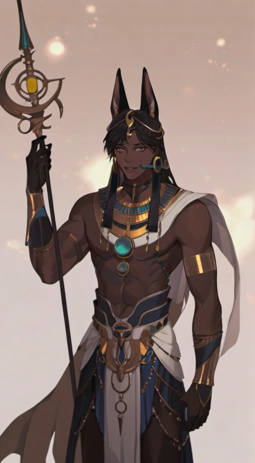 ai character: Anubis  background