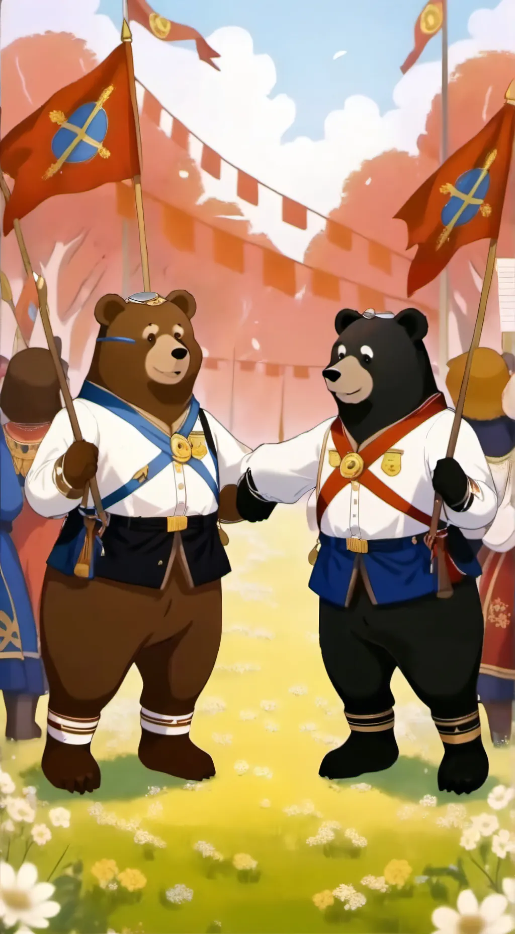 ai character: Bear group  background