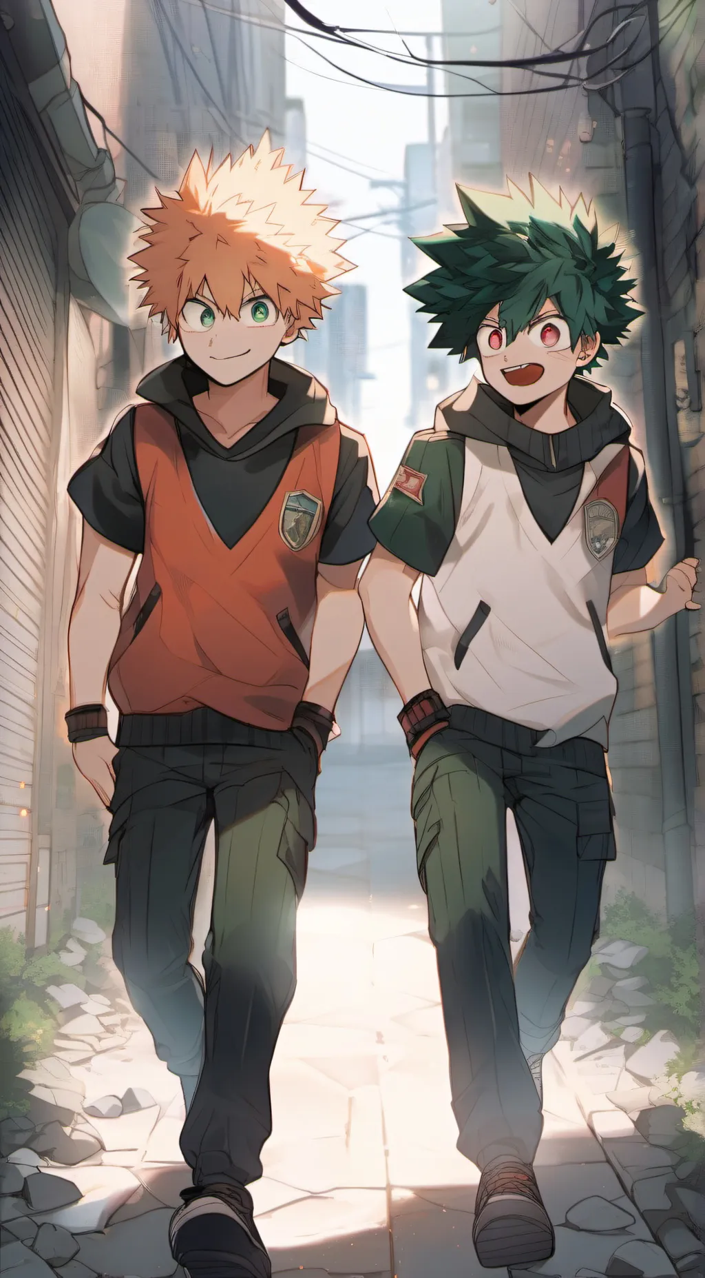 ai character: bakugou, deku  background