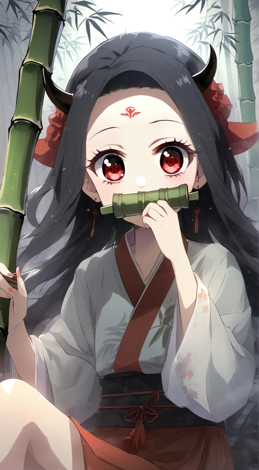ai character: demon kid nezuko background