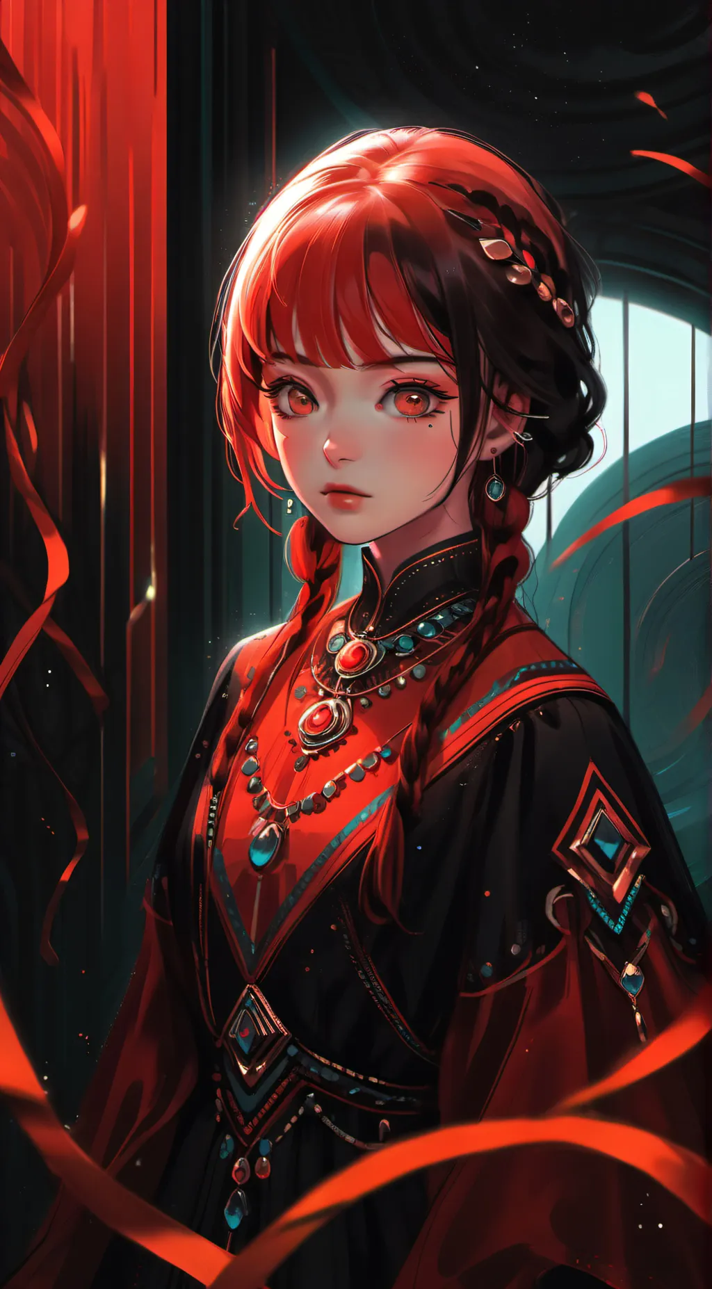 ai character: Ruby Red  background