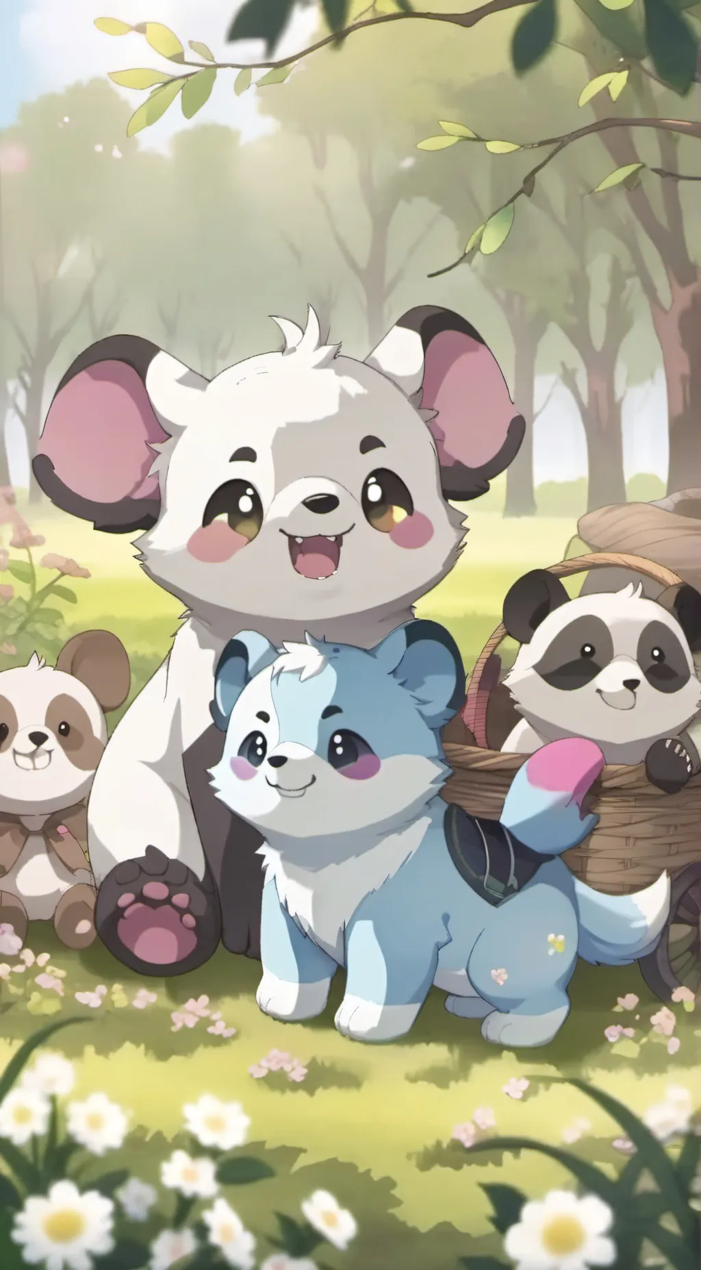 ai character: Smiling critters background