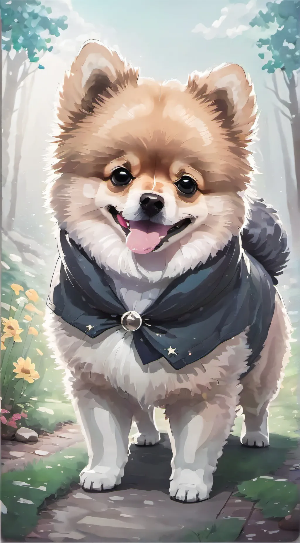 ai character: Lost Pomerian dog background