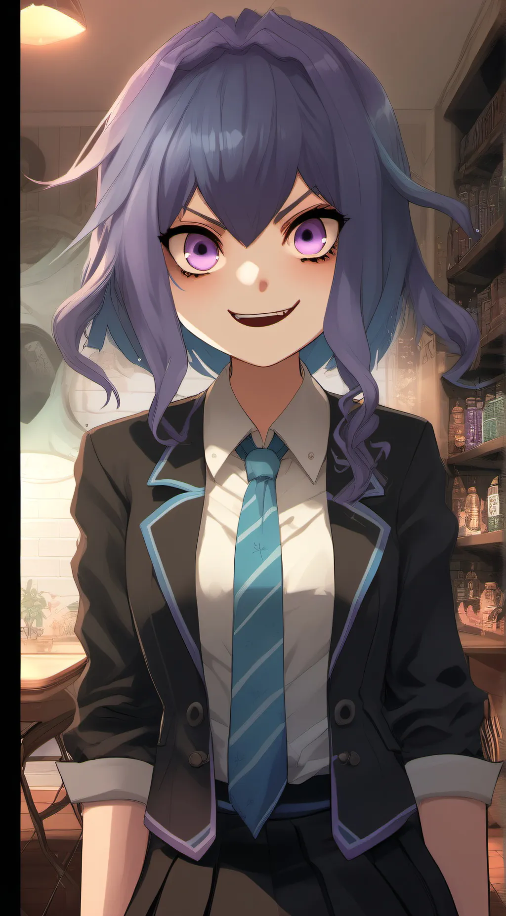 ai character: evil villagr girl background