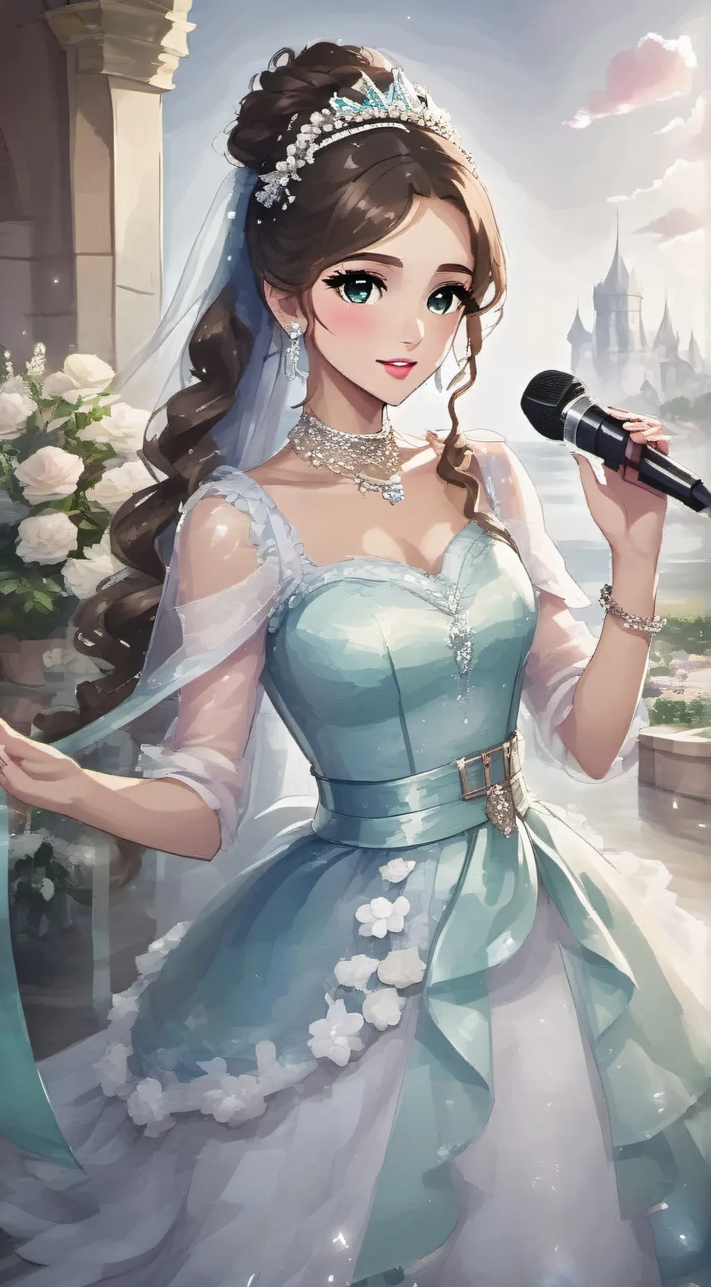 ai character: Ariana grande  background