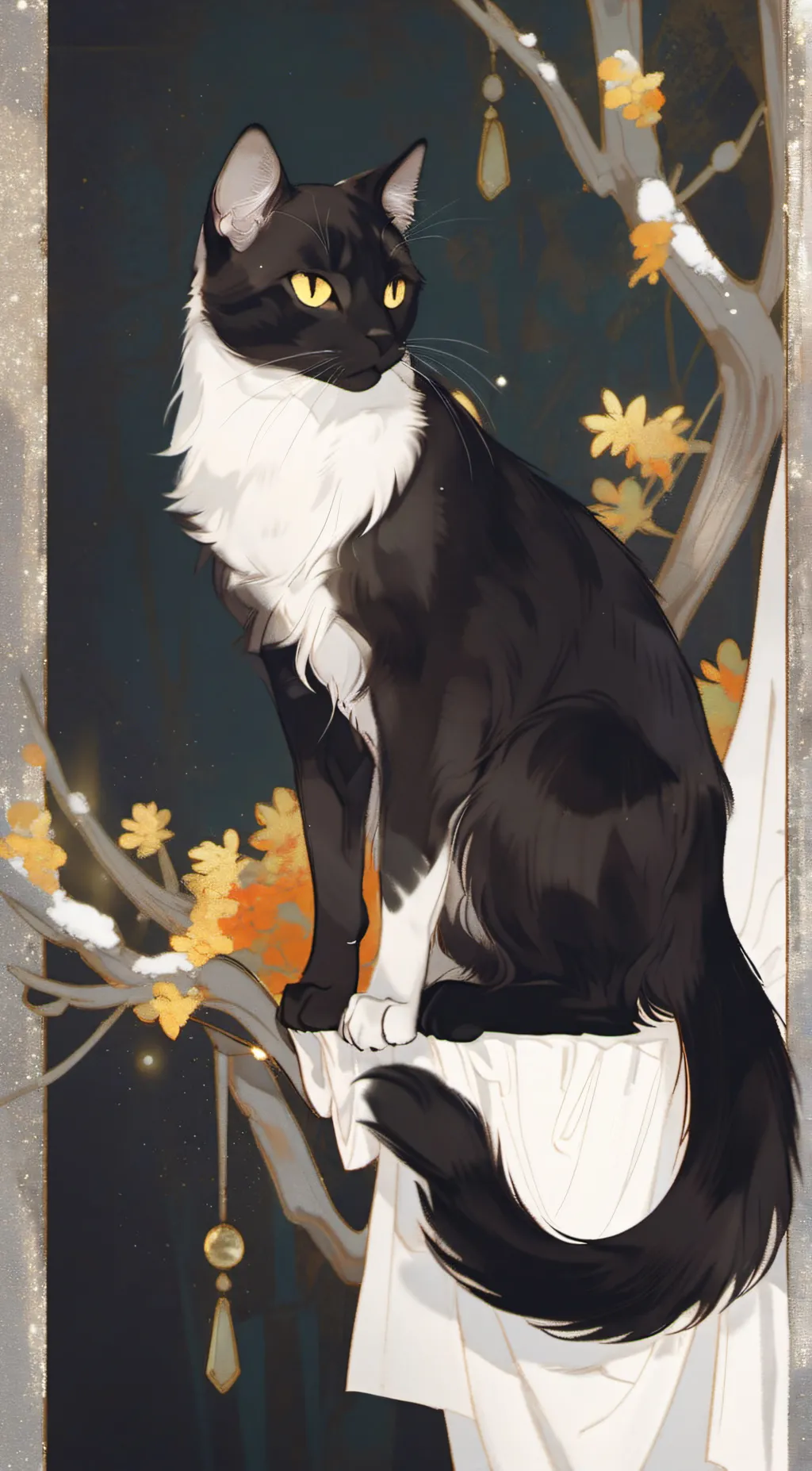 ai character: Raven,paw background