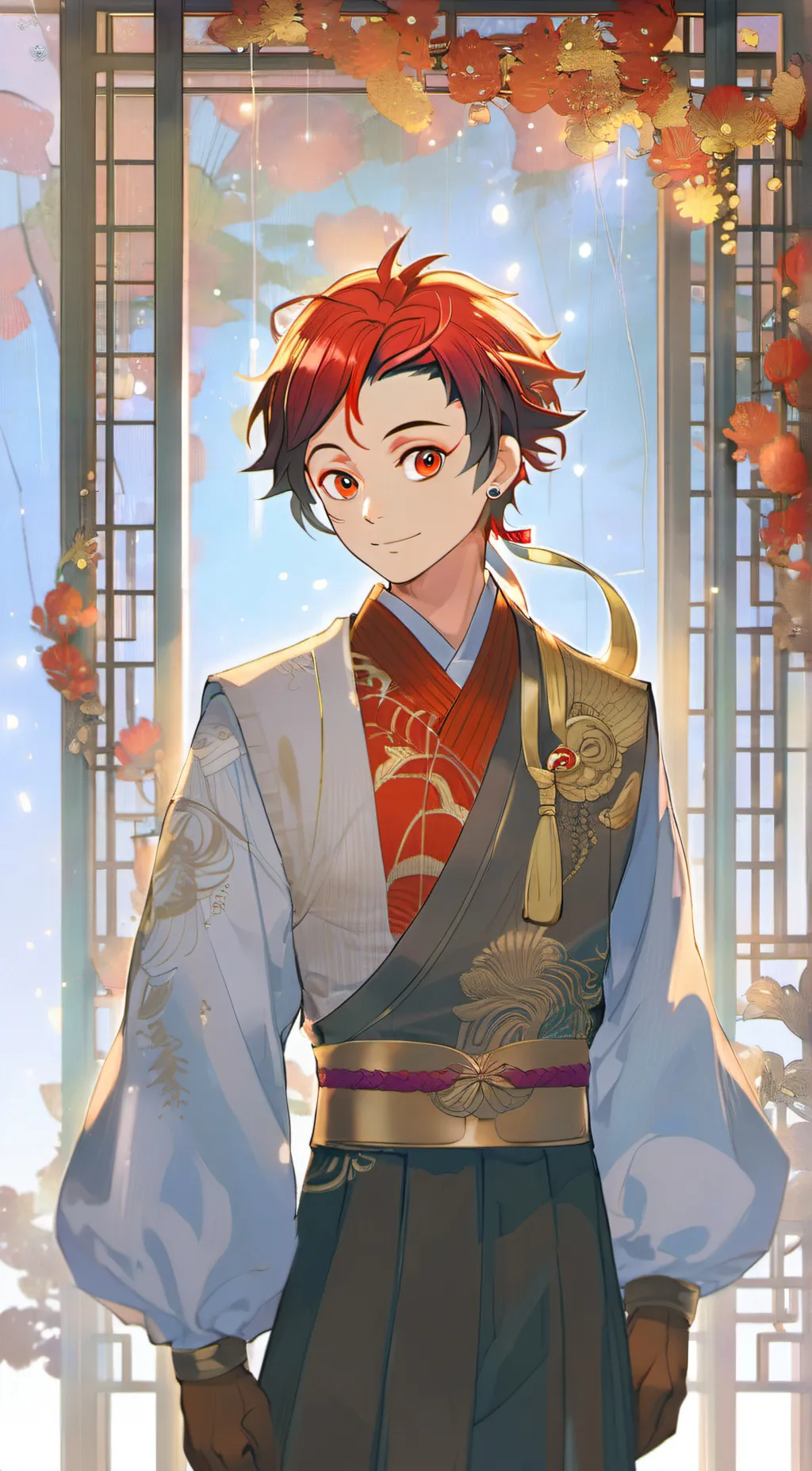 ai character: Tanjiro waitress  background